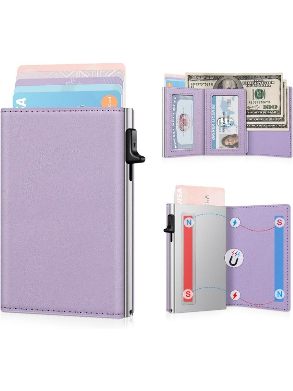 Slim RFID Blocking Wallet for Women - Compact Card Holder with Cash Slot & ID